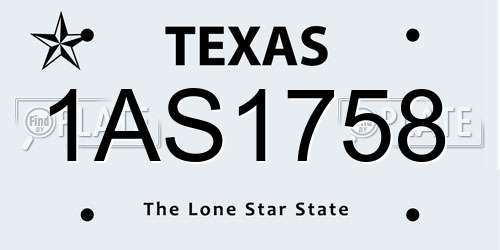 1AS1758 Texas License Plate
