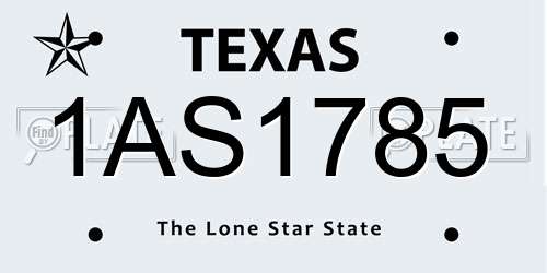 1AS1785 Texas License Plate