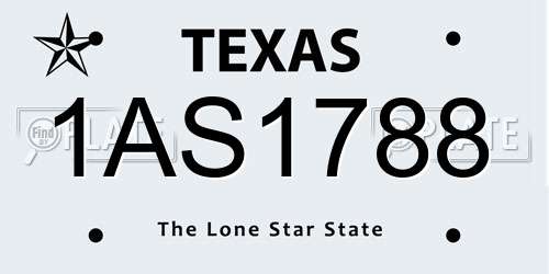 1AS1788 Texas License Plate