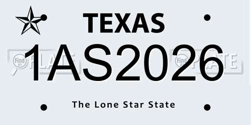 1AS2026 Texas License Plate