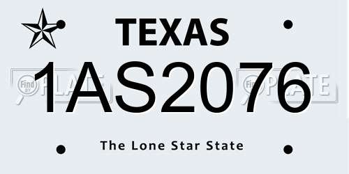 1AS2076 Texas License Plate
