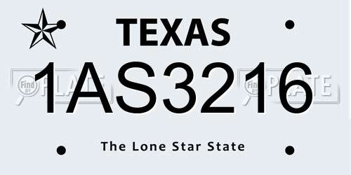 1AS3216 Texas License Plate