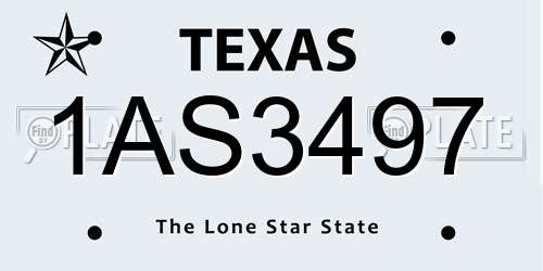 1AS3497 Texas License Plate