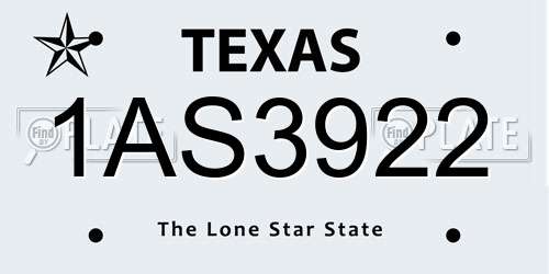 1AS3922 Texas License Plate