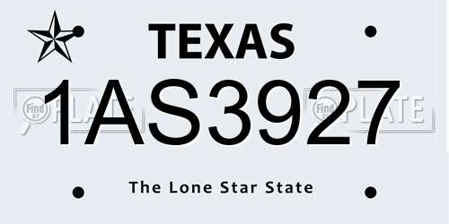 1AS3927 Texas License Plate