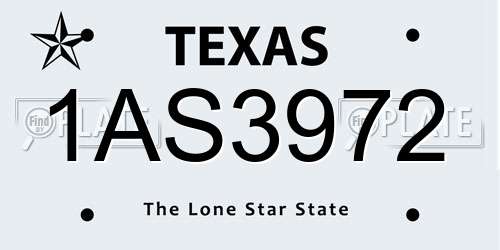 1AS3972 Texas License Plate