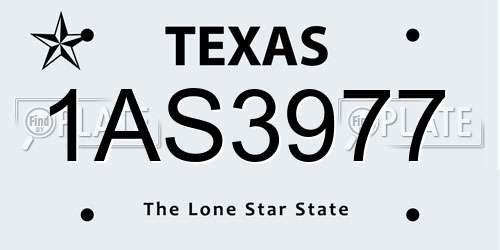 1AS3977 Texas License Plate