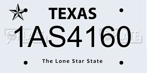 1AS4160 Texas License Plate