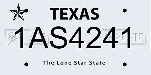 1AS4241 Texas License Plate