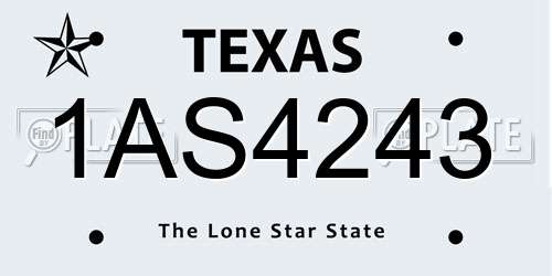 1AS4243 Texas License Plate