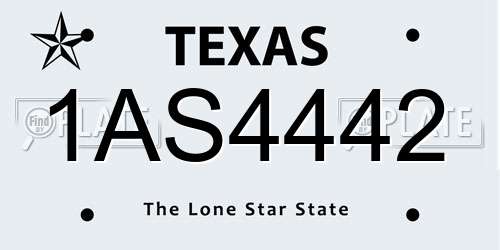 1AS4442 Texas License Plate