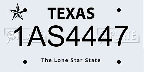 1AS4447 Texas License Plate