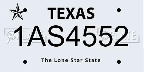 1AS4552 Texas License Plate