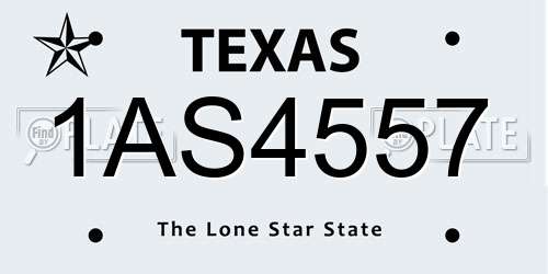 1AS4557 Texas License Plate