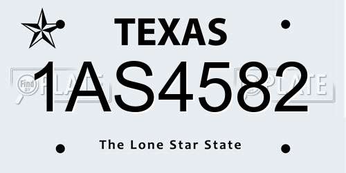 1AS4582 Texas License Plate