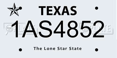 1AS4852 Texas License Plate