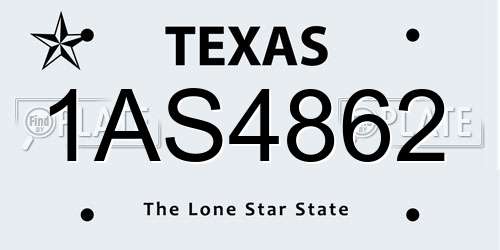 1AS4862 Texas License Plate