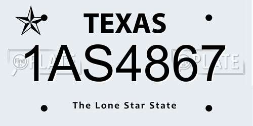 1AS4867 Texas License Plate