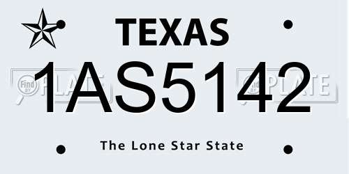 1AS5142 Texas License Plate