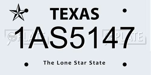 1AS5147 Texas License Plate