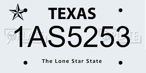 1AS5253 Texas License Plate