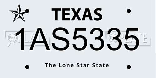 1AS5335 Texas License Plate