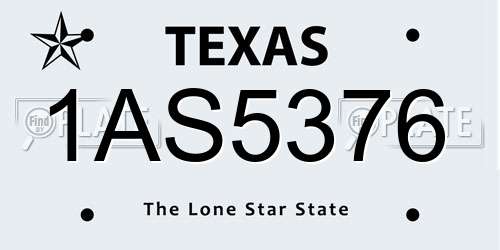 1AS5376 Texas License Plate