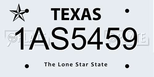 1AS5459 Texas License Plate