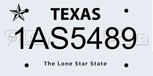 1AS5489 Texas License Plate