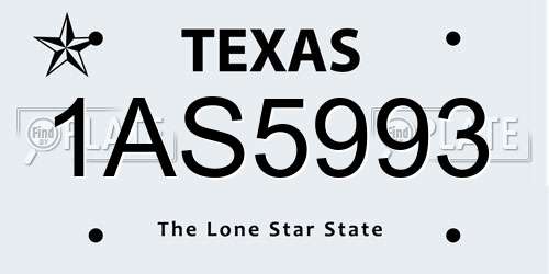 1AS5993 Texas License Plate