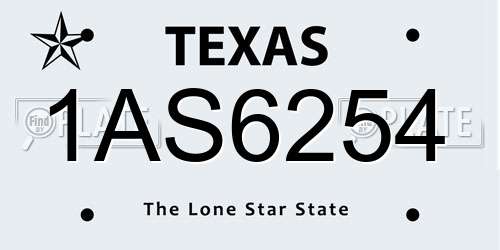 1AS6254 Texas License Plate