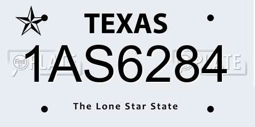 1AS6284 Texas License Plate