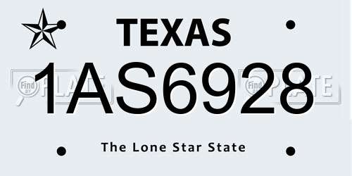 1AS6928 Texas License Plate