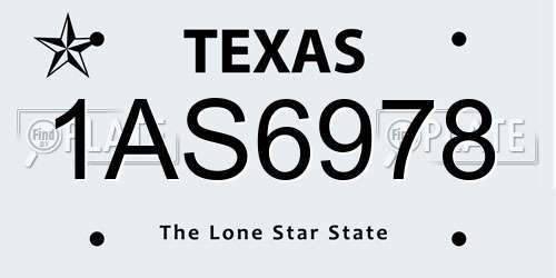 1AS6978 Texas License Plate