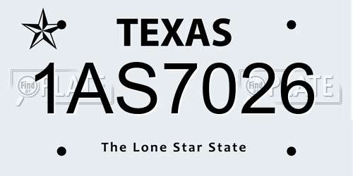 1AS7026 Texas License Plate