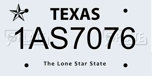 1AS7076 Texas License Plate