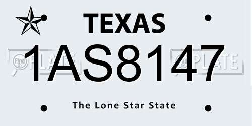 1AS8147 Texas License Plate