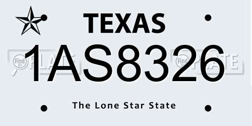 1AS8326 Texas License Plate
