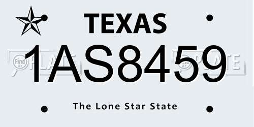1AS8459 Texas License Plate