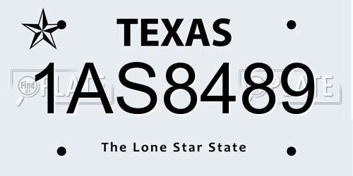 1AS8489 Texas License Plate