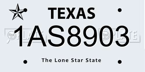 1AS8903 Texas License Plate