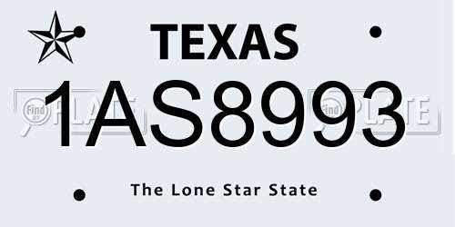 1AS8993 Texas License Plate