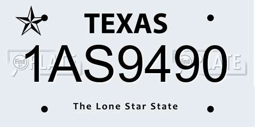 1AS9490 Texas License Plate