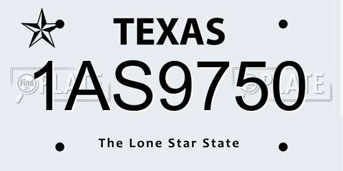 1AS9750 Texas License Plate