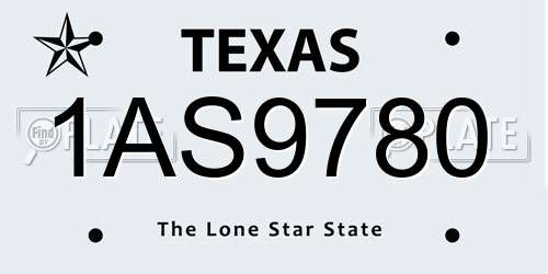 1AS9780 Texas License Plate