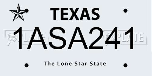 1ASA241 Texas License Plate