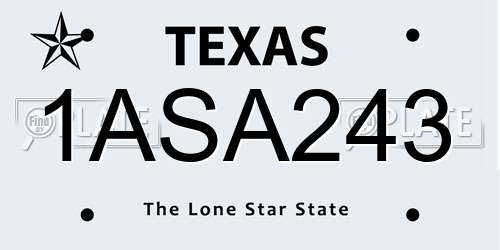 1ASA243 Texas License Plate