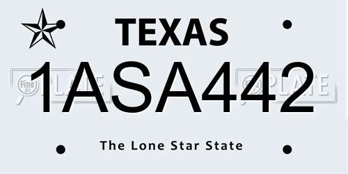 1ASA442 Texas License Plate