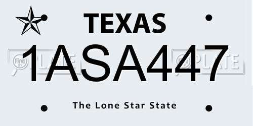 1ASA447 Texas License Plate