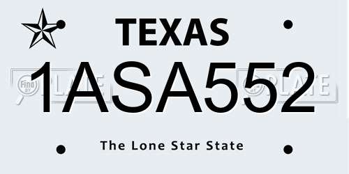 1ASA552 Texas License Plate